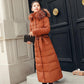 Winter Women's Down Cotton Padded Jacket Long Style Over The Knee Thickened Warm Women's Parka Coat Hooded Fur Collar Coat