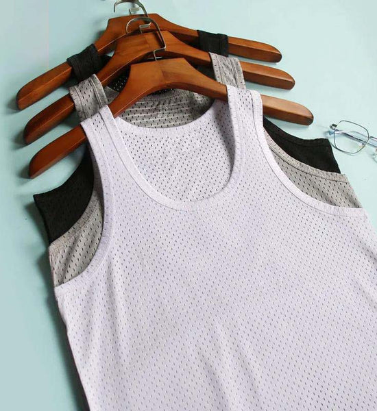 Summer Mesh Vest Men's Sports Fitness Quick-drying Hollow Breathable Loose Thin Bottoming Vest