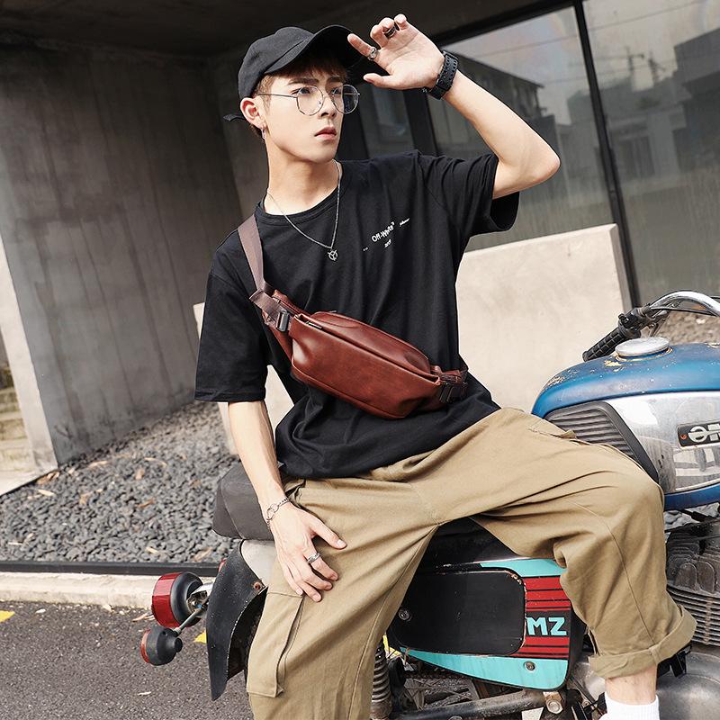 Waist Bag Men Brown Multi-pocket Chest Bag Mobile Phone Bag Outdoor Leisure Sports Shoulder Bag