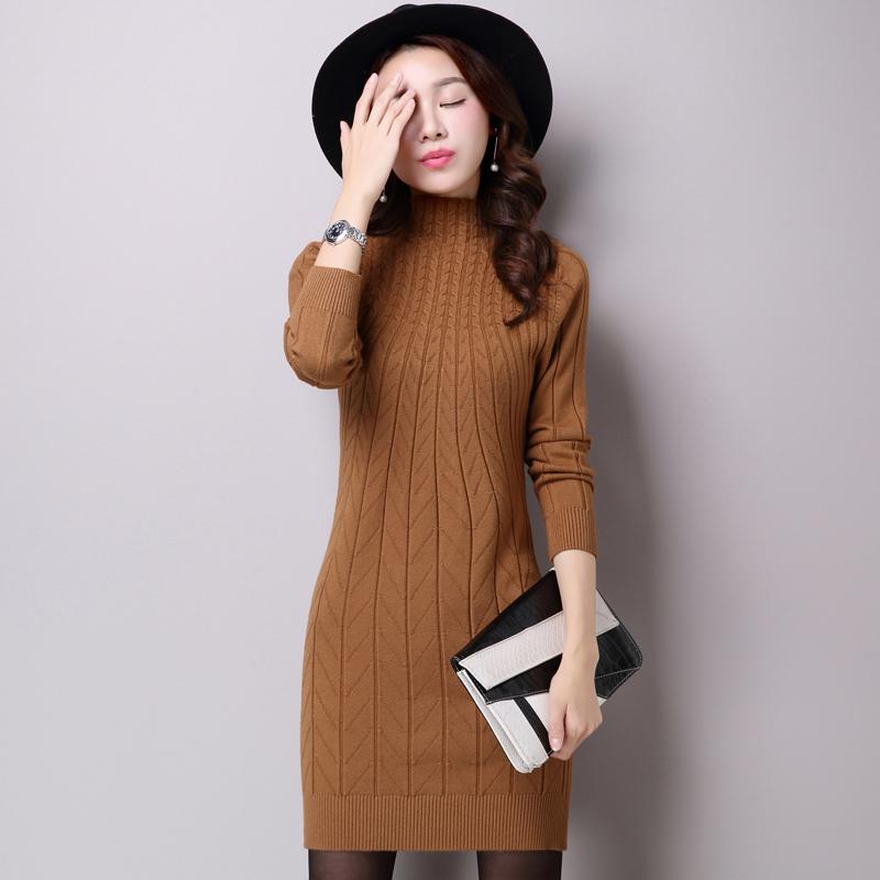 Large Size Sweater Cashmere Sweater Female Long Sweater Thin High Collar Sweater Warm Thickening