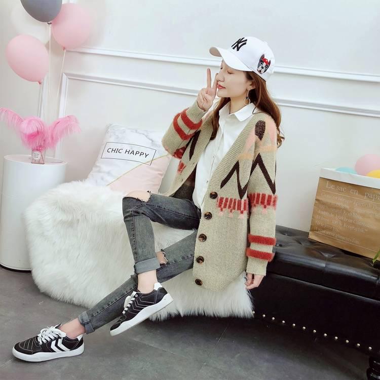 Fall Sweater Cardigans Women 2019 V Neck Open Stitch Loose Sweater Jacket Clothes Female Knit Coat