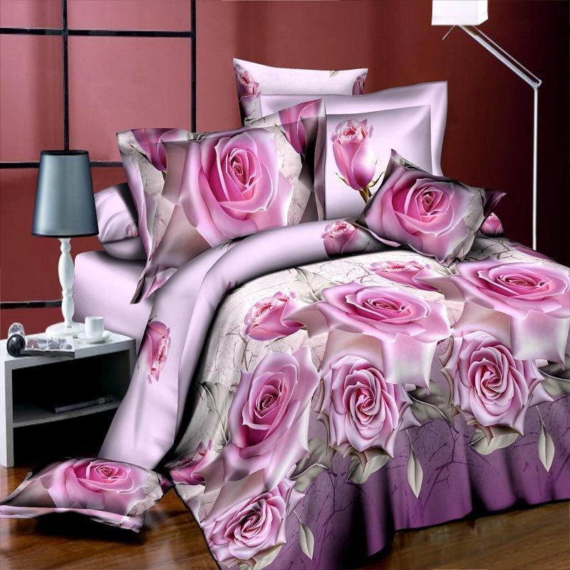 Duvet Cover Set 3D Oil Painting Bed In A Bag 4pcs Bedding Sets Flat Bed Sheet Comforter Duvet