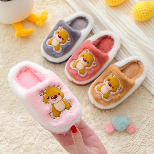 Cute Children's Cotton Slippers Non-slip Flat Shoes Autumn and Winter Warm and Casual Fashion