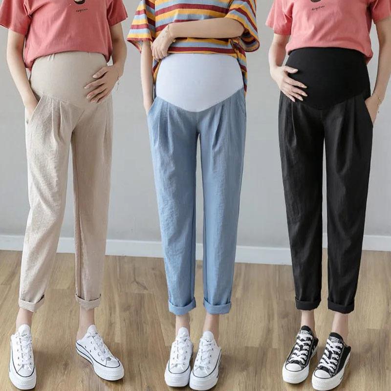 Pregnant Women's Pants Spring and Autumn Loose Fashion Trendy Moms Casual Women's Pants Summer Wear High Waist Belly Lift Summer Clothes