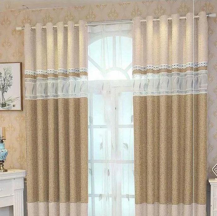 European Style Stitching High Blackout Curtains for Living Room Balcony Study Room Curtains (150×270cm)