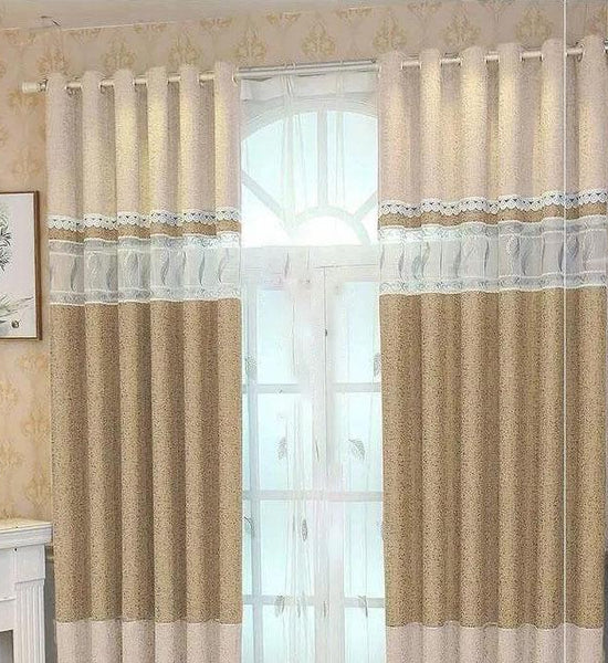 European Style Stitching High Blackout Curtains for Living Room Balcony Study Room Curtains (150×270cm)