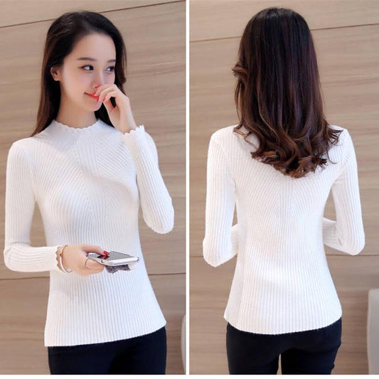 Knitted Sweater Women Slim Pullover Tops Casual Jumpers Winter Thin Sweaters Pull Femme Autumn