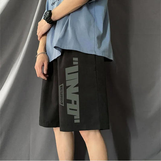 Men's Summer Casual Sports Shorts Men's Five-point Pants Loose Straight Beach Pants Men's Large Size Thin Breathable Short Pants