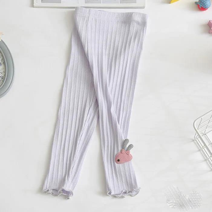 Children's Pants Summer Girls Leggings Spring and Autumn Thin Bow Cartoon Solid Color Rabbit Capris for Girls