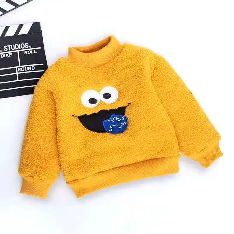 Children's Suit Autumn and Winter Boys and Girls Plus Velvet Suit Casual Two-piece Pure Color Loose Embroidery Sets