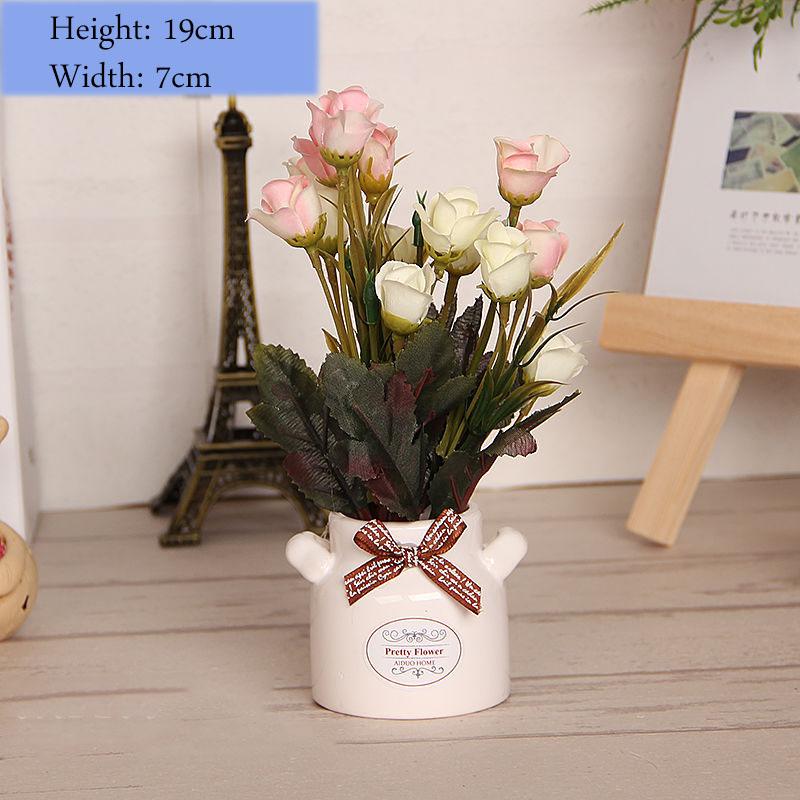 Creative Home Decoration Ornaments Desktop Clutter Small Objects Display Artificial Flowers Flower Potted Set Ornaments