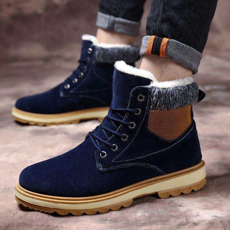 Snow Boots Men's Winter High Top Shoes Warm Cotton Shoes All-match Warm Cotton Boots Men's Booties