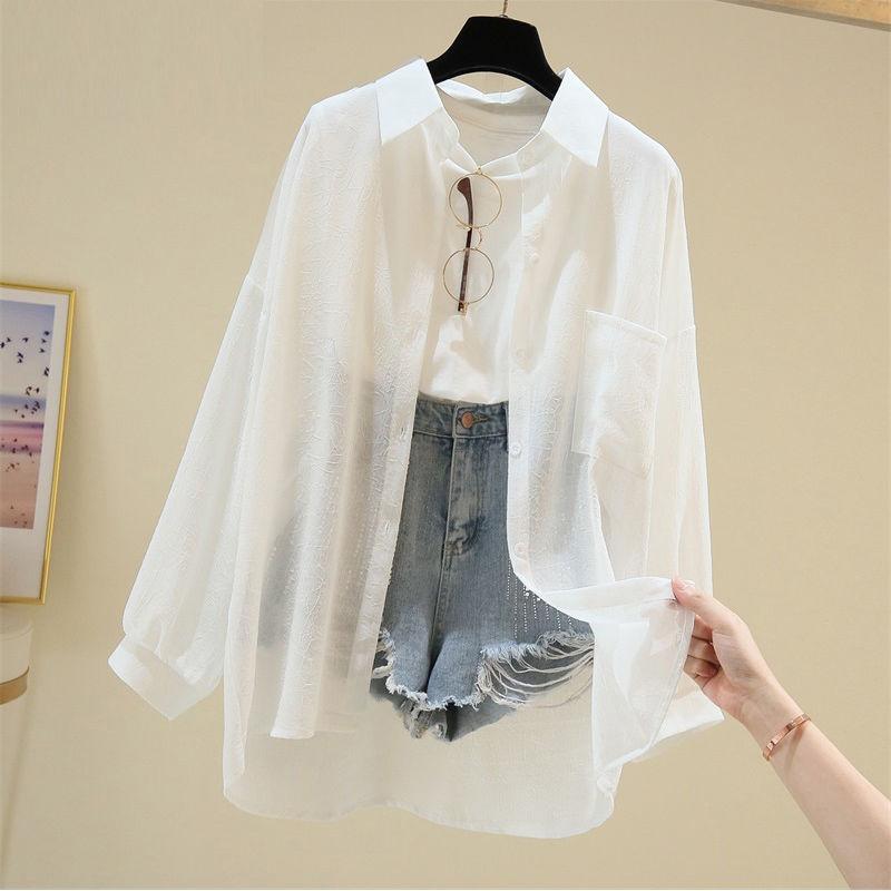 Sun Protection Clothing Women's Summer Thin Coat Loose All-match Long-sleeved Chiffon Cardigan Shirt