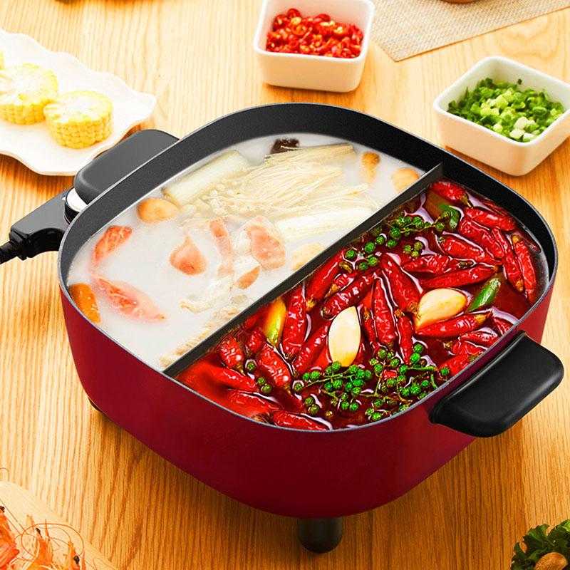 Multifunctional Electric Cooker Household Electric Pot Large-capacity Mandarin Duck Pot Electric Wok Skewers 5L Cookware