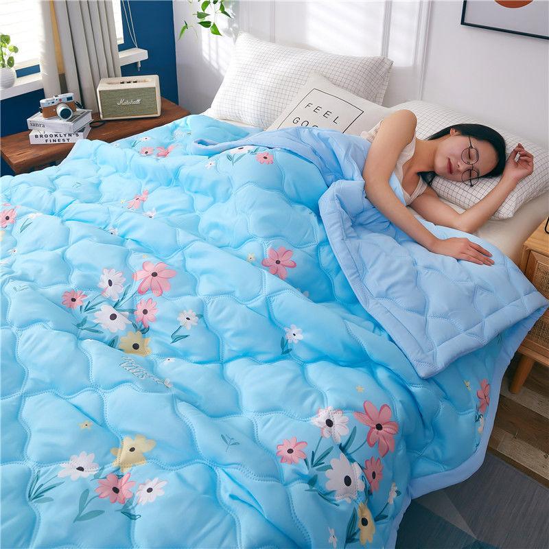 Summer Ice Silk Cool Quilt Four Seasons Universal Soft Washed Cotton Skin-friendly Feather Velvet Air-conditioning Quilt