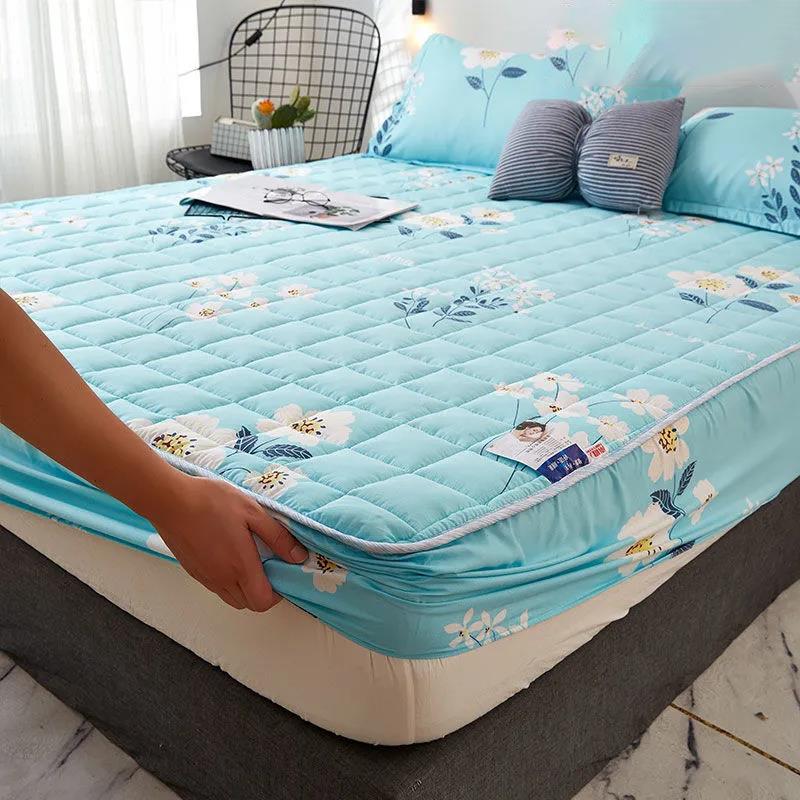 Waterproof Quilted Mattress Cover One-piece Elastic Breathable Bedspread Cover Mattress Protection Cover Non-slip Dust Cover