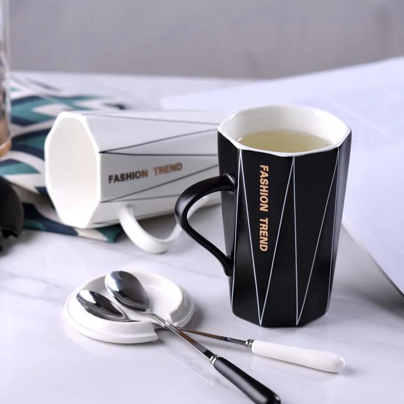 Girl Student with Cup with Lid and Spoon Korean Teacup Home Mug Large Capacity Male Water Cup Coffee Cup