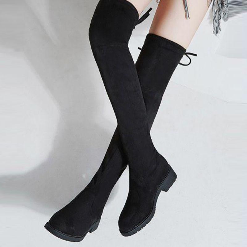 Over-the-knee Boots Women's Boots Autumn and Winter Thin Legs Elastic Women's Boots Flat-bottomed High Tube