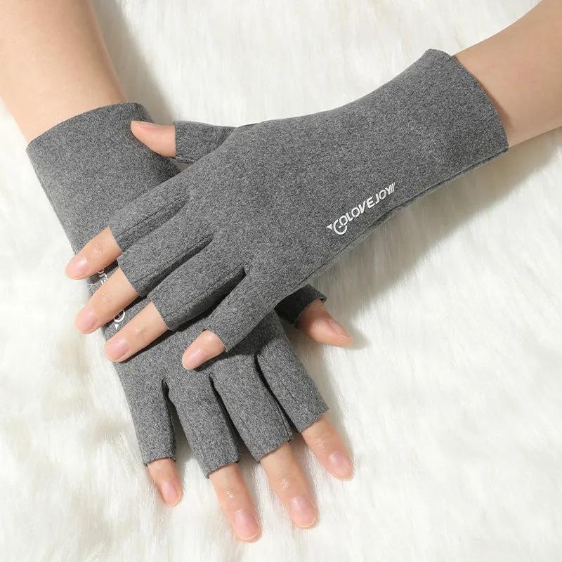 Women's Half-finger Gloves Warm Cold-proof Simple Winter Office Typing Antifreeze Self-heating Fingerless Mittens Soft Kiss-skin Gloves