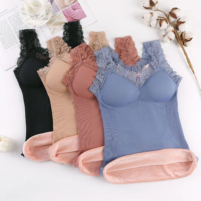 Women Thermal Vest Winter Warm Velvet Plus Size Lingerie Furry Inner Wear Thermo Underwear Thermal Undershirt Intimate Sexy Tops