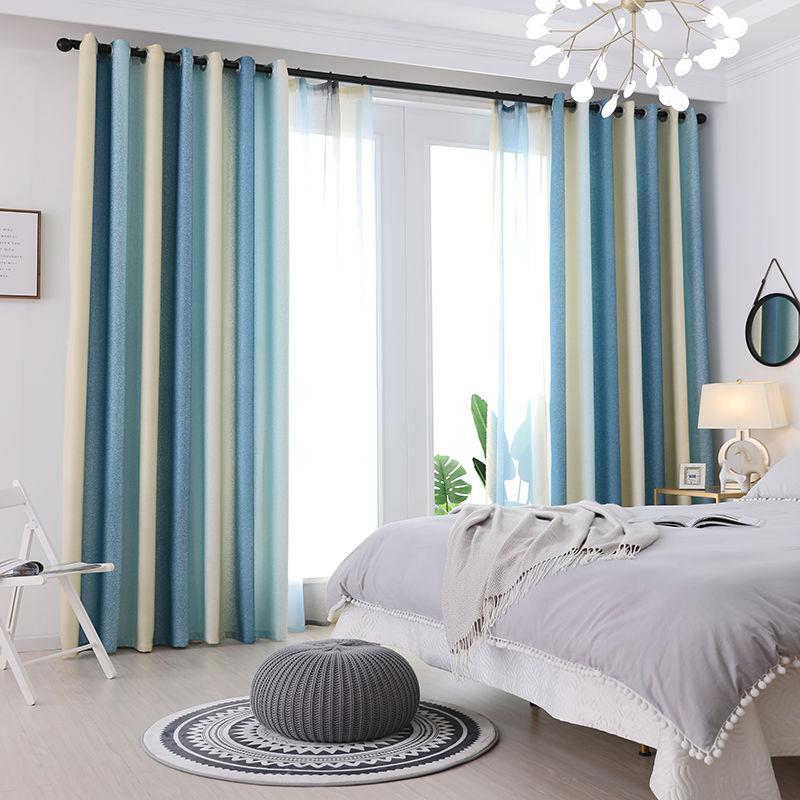 1/2pcs  Modern Gradient Color European Curtains for Living Room Stripe Blackout Curtains for Bedroom Dining Room Curtain