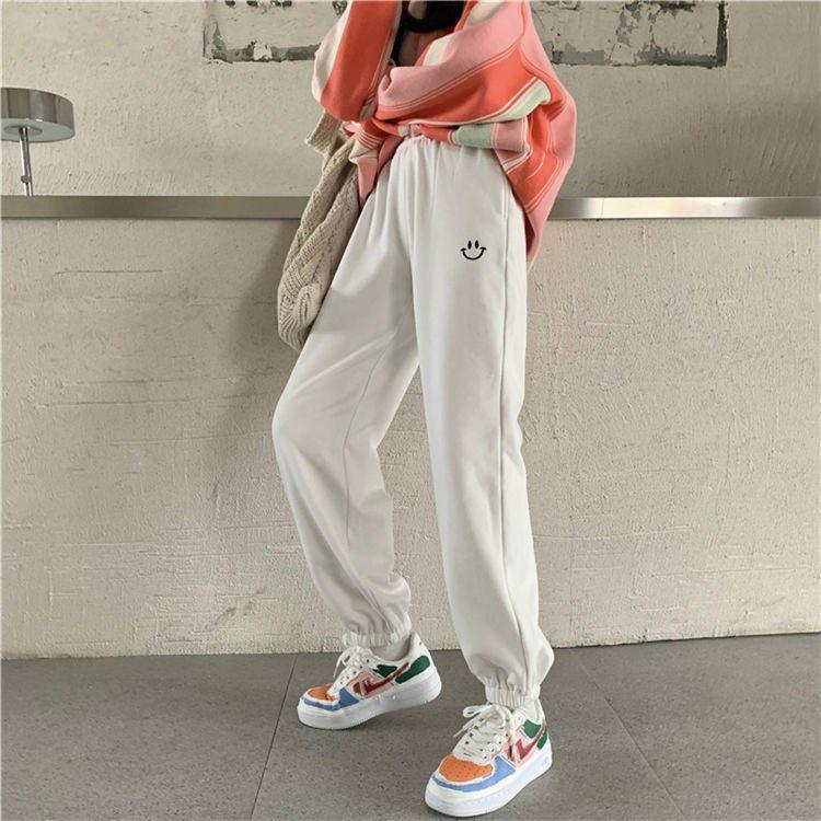 WTEMPO Sport Pants Elastic Waist Joggers Casyal Women Long Sweatpants Loose Casual Solid Color Baggy Trousers