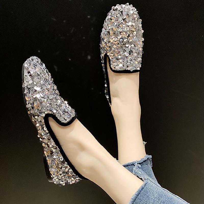 Rhinestone Society Women's Shoes Spring and Summer Korean Style One-legged Peas Shoes Pumps