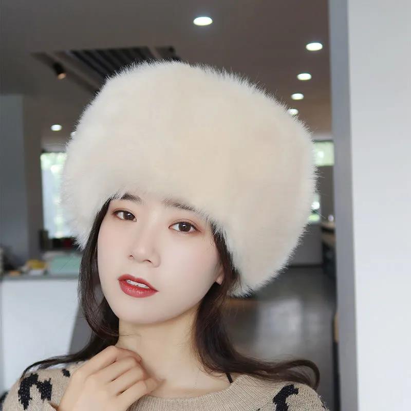 Winter Hollow Top Hat Fur Thickened Imitation Fox Fur Hat Ring Protection Cold Warm Hat for Women