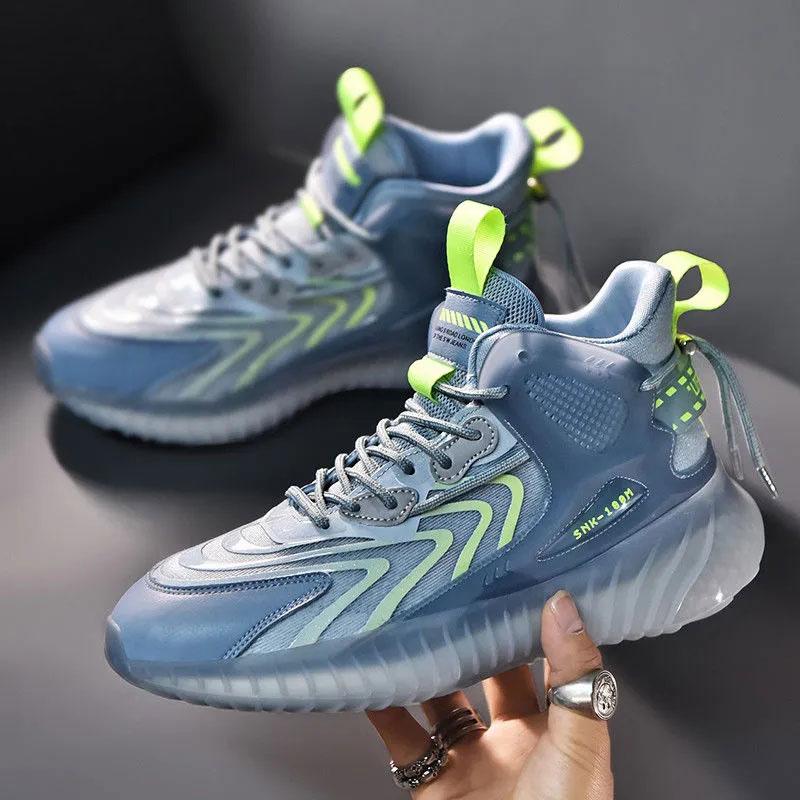 Men's Shoes Spring Running Sports Shoes Men's Casual Basketball Shoes High-Top Sneakers Fitness Coconut Shoes Flying Knitting Shoes Mesh Shoes