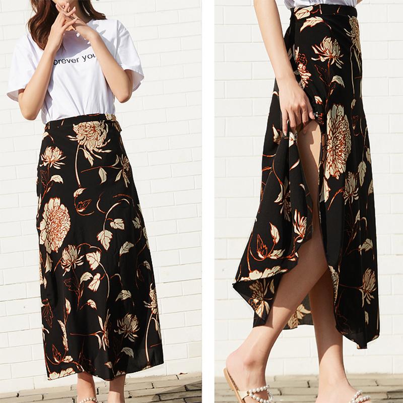 Chiffon Tie Skirt One-piece Skirt Female Half-length Skirt Mid-length Beach Holiday Beach Skirt Sun Protection One-piece Wrap Skirt