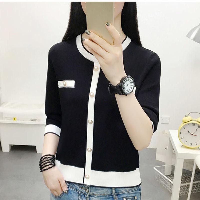 Autumn and Winter Short Knitted Sweater Loose Thin Pullover Bottoming Shirt Long Sleeve Pocket Women's Top