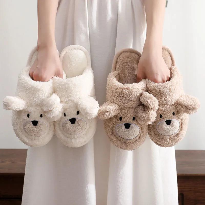 Winter Women Warm Indoor Slippers Ladies Fashion Cute Pink Pig Shoes Women's Soft Short Furry Plush Home Floor Slipper