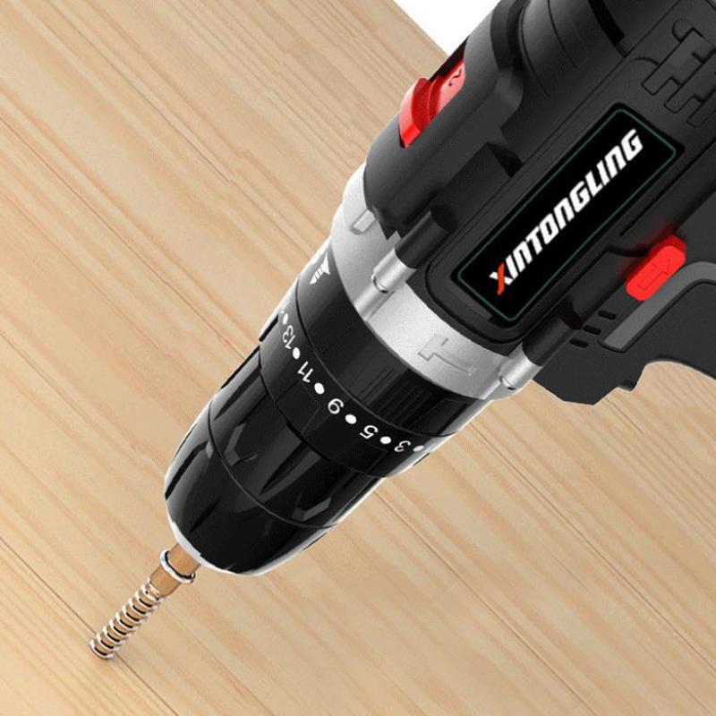 Household Cordless Electric Drill Electric Screwdriver Dual Battery Rechargeable Motor for Woodworking Tiles