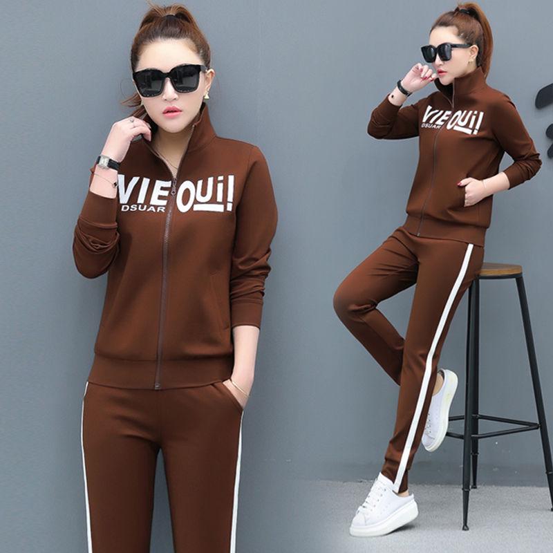 Casual Sweatshirt Set Large Size Spring and Autumn Women's 2pcs set Wild Long Sleeve