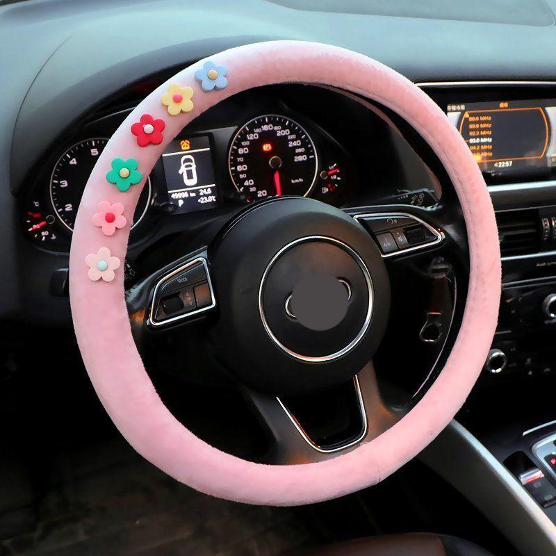 11 Style Cartoon Decorative Plush Car Steering Wheel Cover Universal Soft Elastic Embossed Handle Cover for Family Car SUV Truck