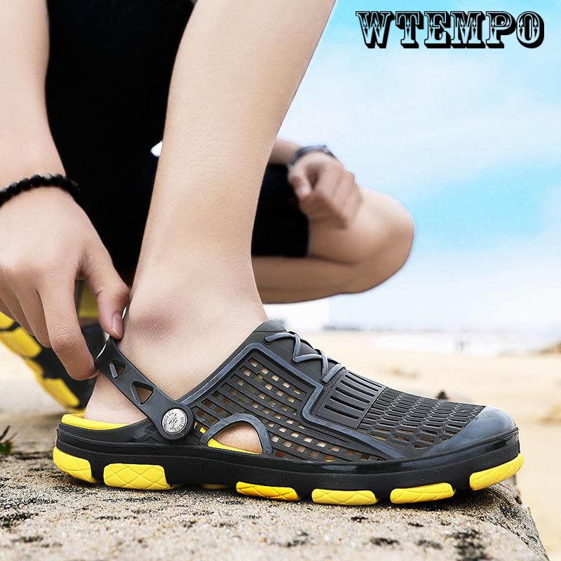 New Summer Hole Shoes Men's Slippers Casual Fashion Half Slippers Slip Lazy Beach Shoes Sandals