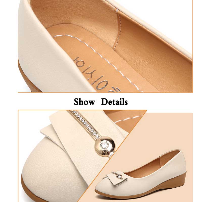 Peas Shoes Women's Spring and Autumn Flat Shoes Wedge Mother Shoes Slip-on Shoes