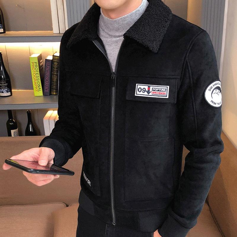 Fashionable Urban Men's Jacket Autumn and Winter Fashion Trend Slim Thick Plus Velvet Warm Jacket