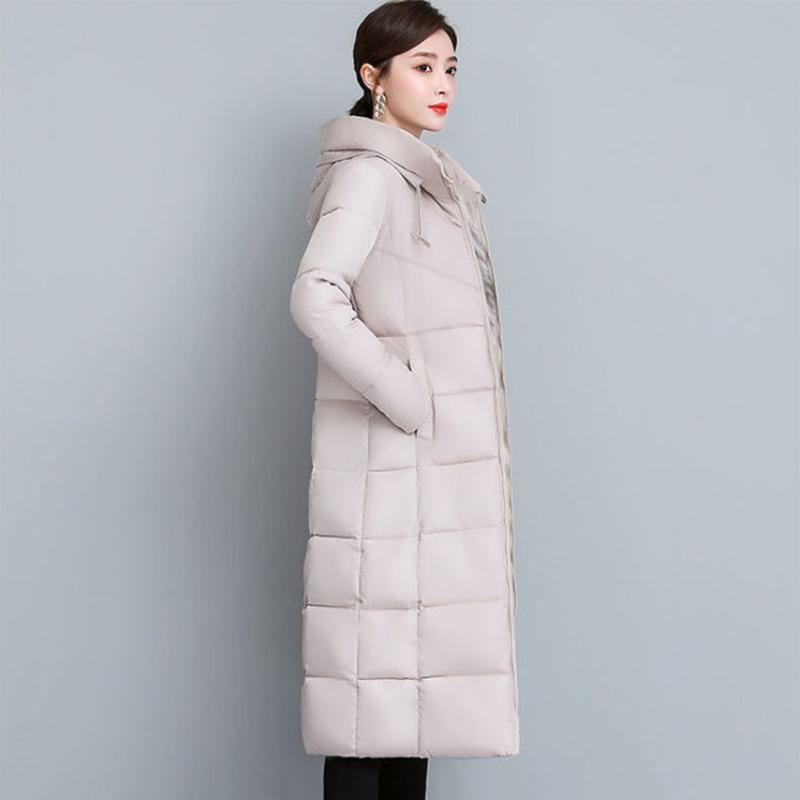 Women's Mid-length Down Jacket Winter Korean Loose Cotton Clothes Casual Hooded Padded Jacket Quilted Jacket