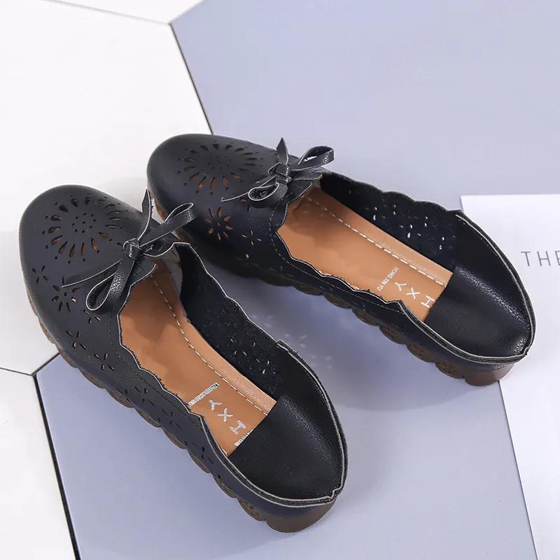 Summer Two-wear Flat Shoes Women's Loafers All-match Hollow Shoes Korean Bow Shoes