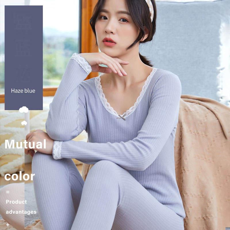 Thicken Plus Velvet Low-neck Thermal Underwear Sexy Slim Top Lace Bottoming Shirt Long Sleeves