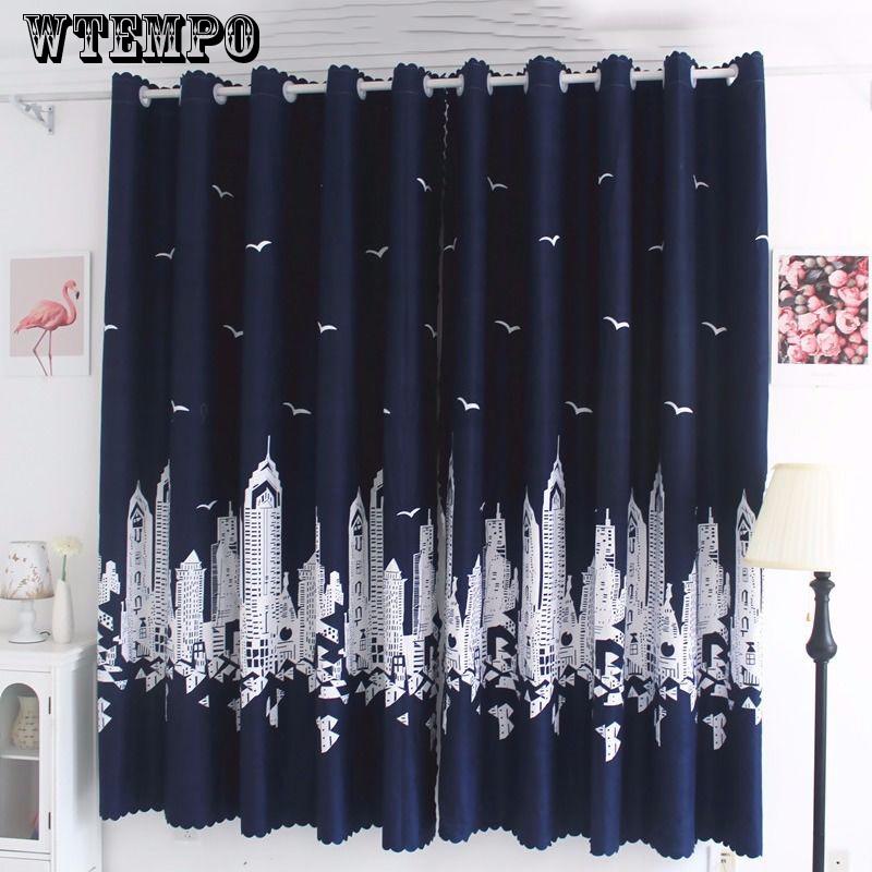 Bedroom Jacquard Weave Window Curtain Fashion Printed Washable Curtain Home Curtain