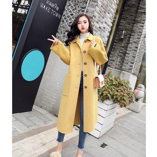 Autumn and Winter Large Size Woman's Clothing Long Sleeve Warm Windbreaker Large Size Woolen Coat