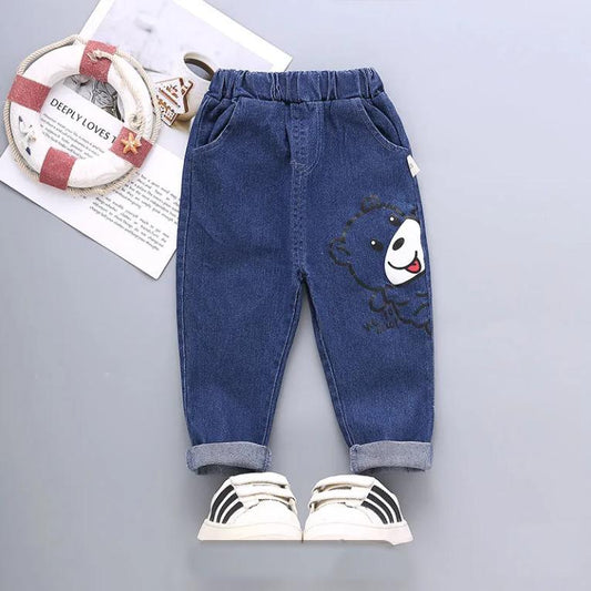 Children's Pants Summer Thin Stretch Jeans Korean Style Printing Smiling Face Leggings Boys' and Girls' Jeans