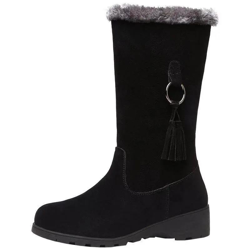 Snow Boots Women Plus Velvet Warm Cotton-padded Shoes Women's Winter Thick Anti-skid Mid-tube Boots Warm Shoes Women's Winter Thick Velvet Warm