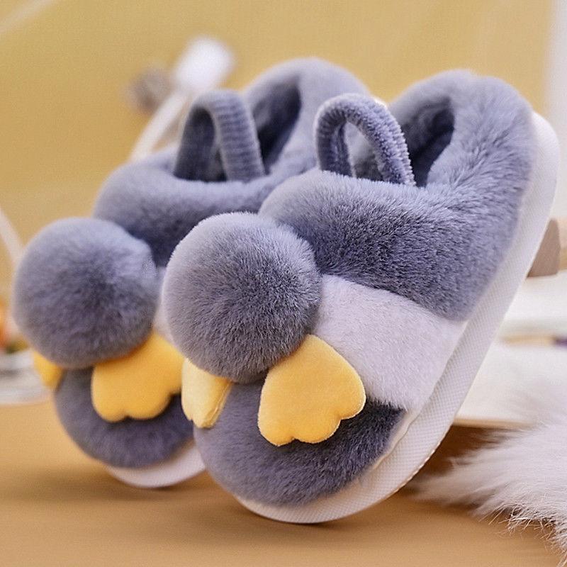 Children's Cotton Slippers Fall Winter Home Plush Floor Mopping Lightweight Non-slip Children's Baby Cotton Slippers