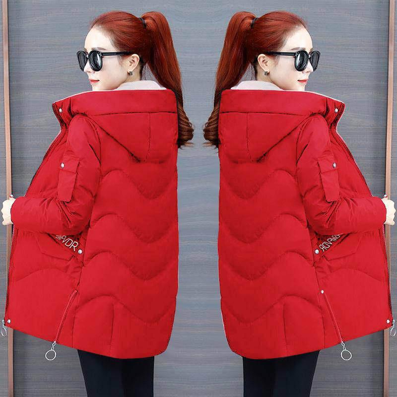 Women's Printed Cotton-padded Jacket Women's Mid-length Slim and Loose Thickened Down Cotton-padded Jacket Women