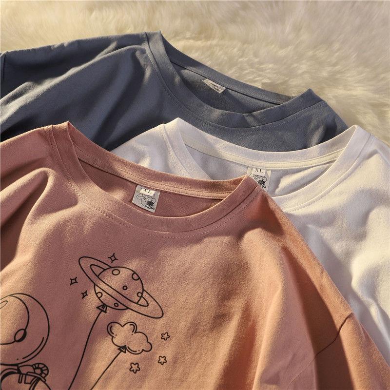 Summer New Short-sleeved T-shirt Astronaut Pure Cotton Loose All-match Men's and Women's Tops