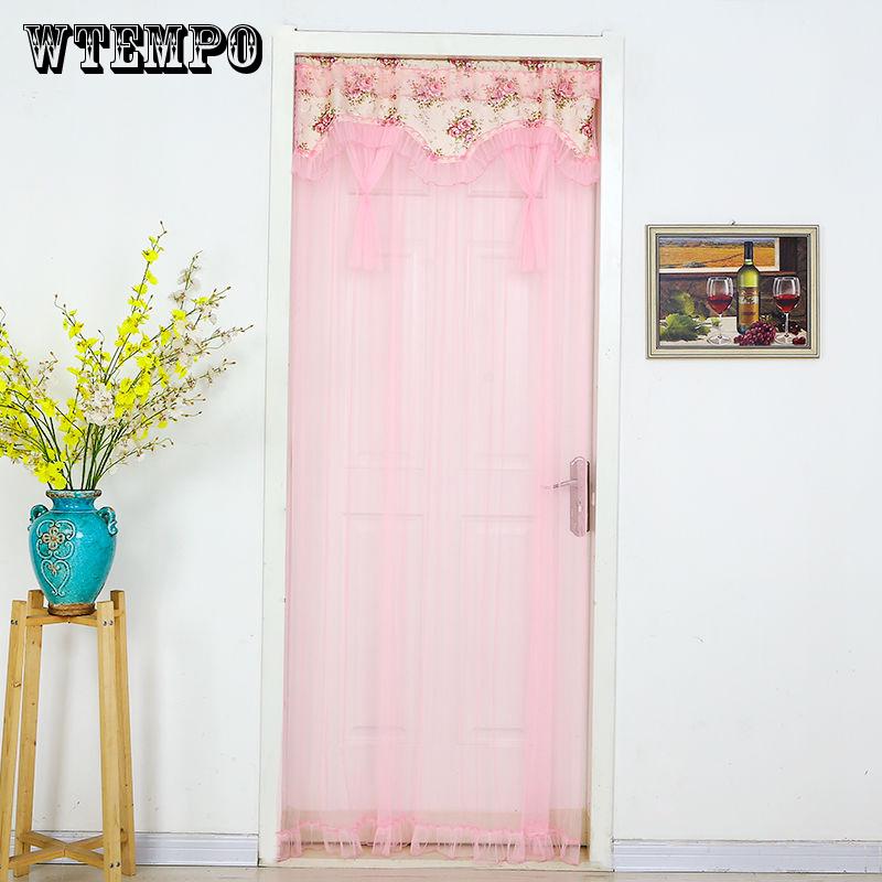 WTEMPO Lace Spinning Mute Anti-mosquito Long Curtain Free Punching Telescopic Rod Curtain Bedroom