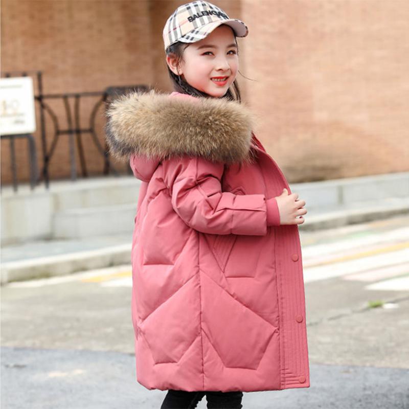 Girls' Down Jackets, Winter Jackets, Children's Clothing Jackets, 4-13 Years Old Thick Warm Clothes, Children's Fur Coats, Girls Cotton Parka Coats